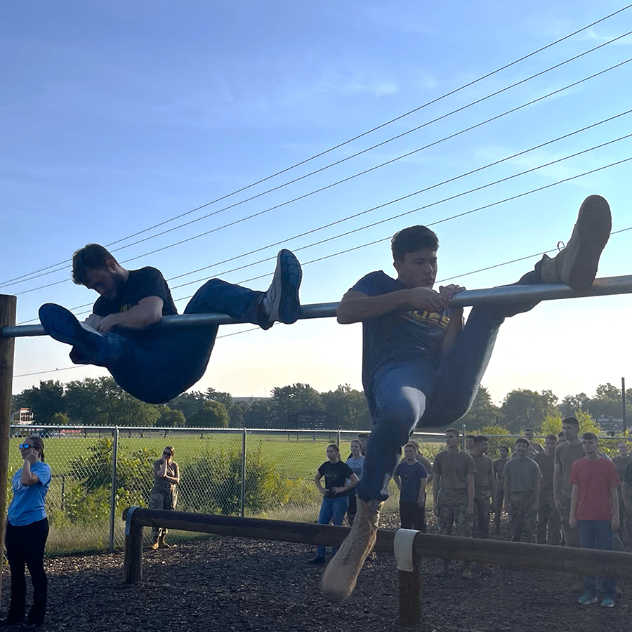 Cadets participate in an obstacle course