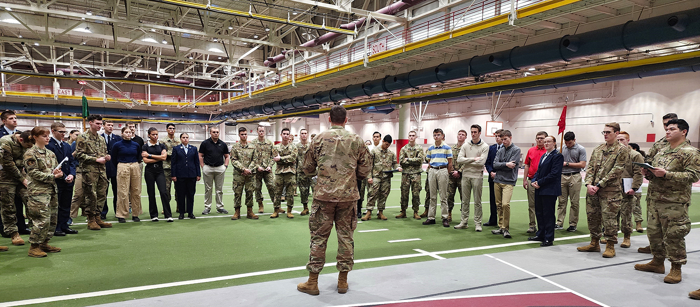 Cadets gather in the Lied Recreation Center